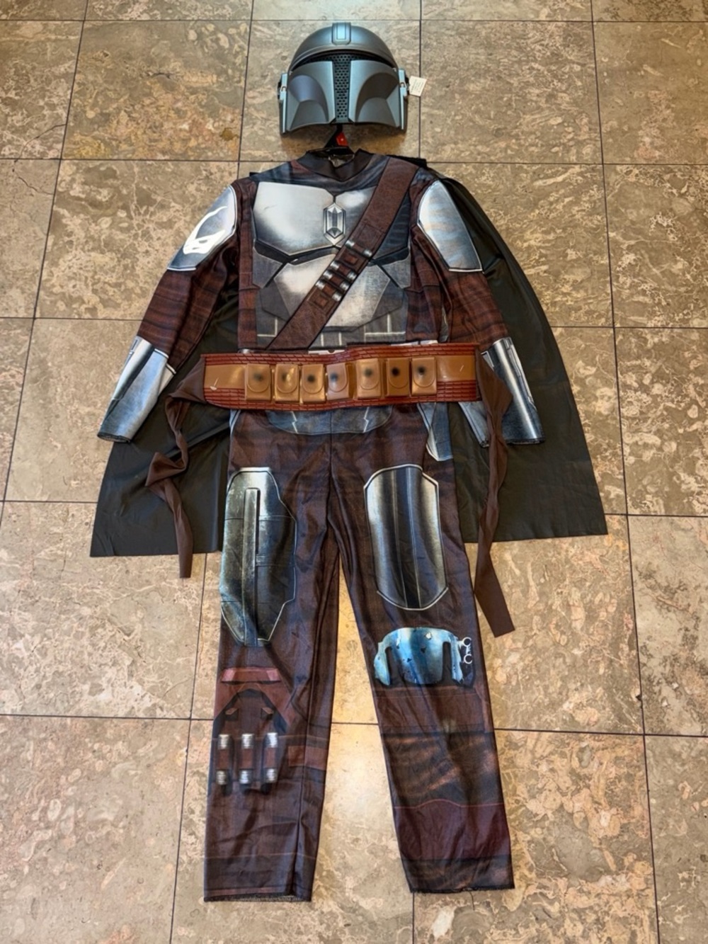 Star Wars Brown and Silver Mandalorian Kids Costume with Helmet and Cape